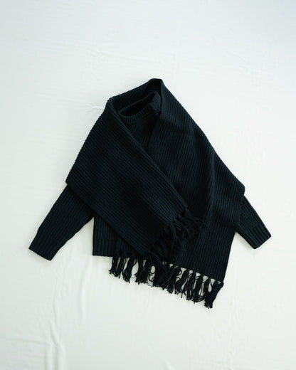 WILD NATURE YARN & MERRY YARN ‘BETWEEN’ SCARF, BLACK