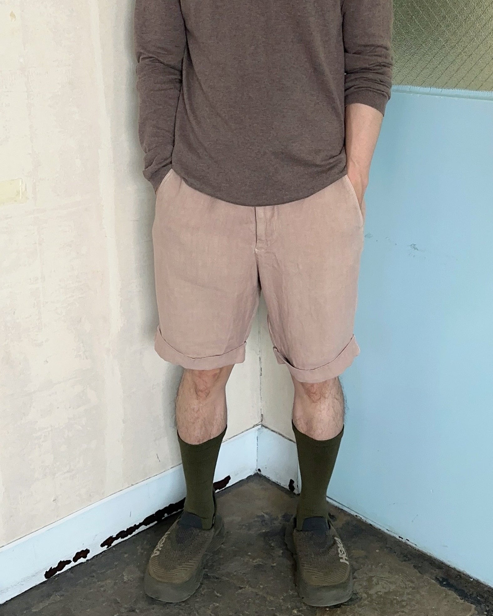 Cuffed Hem Linen Shorts